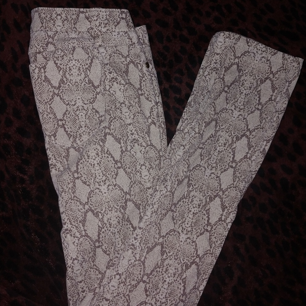 Snakeskin pattern straight leg jeans